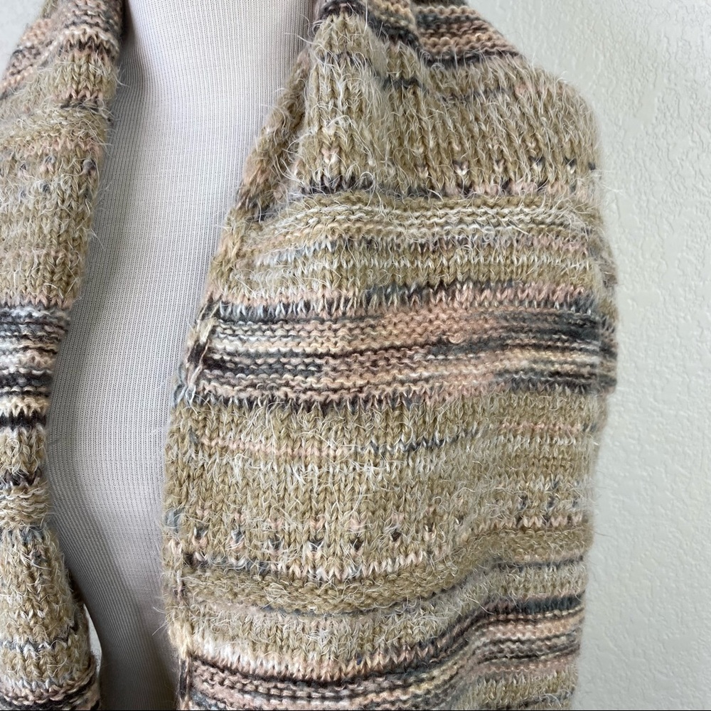 World Market Tan Pink & Gray Knit Circle Scarf - Picture 3 of 5
